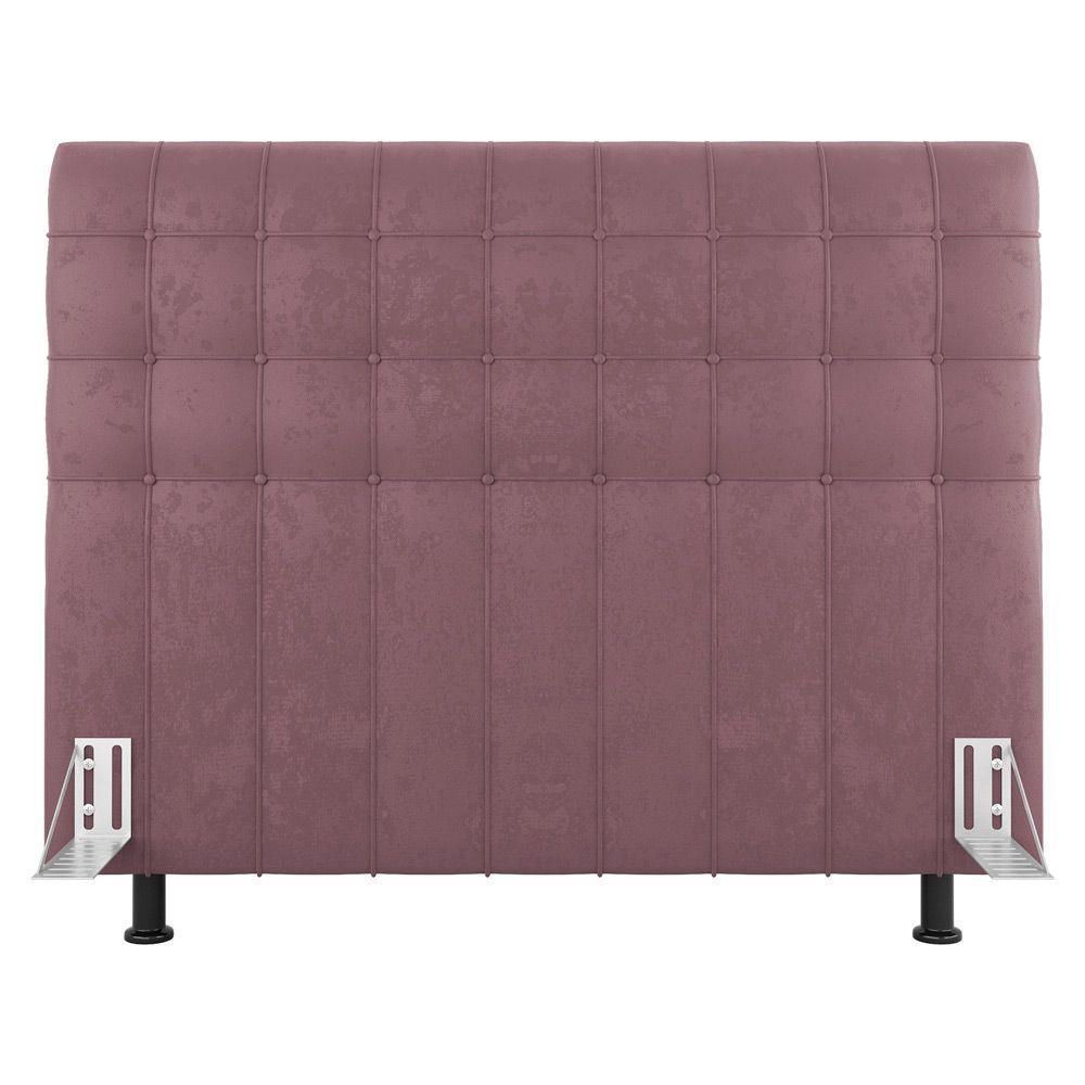 Cabeceira Cama Box Casal Dahlia 140Cm Com Frame Veludo Rosê - Abmaza - 1
