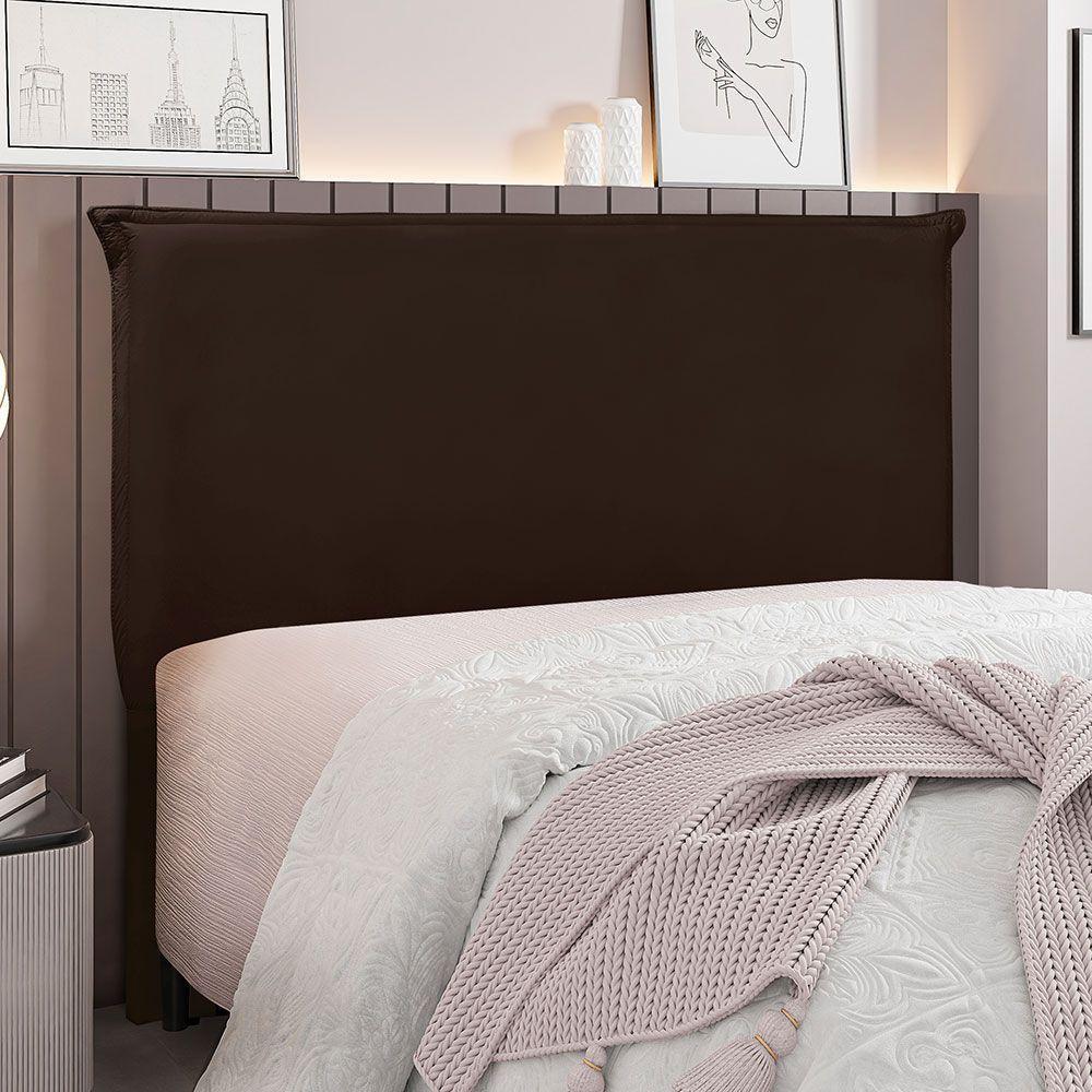 Cabeceira Casal 1,40m Barcelona Suede Marrom - Pallazio - 5