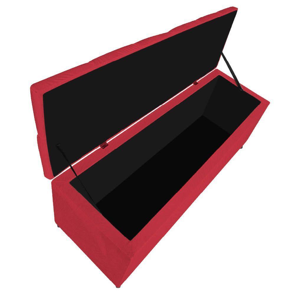 Kit Cabeceira E Calçadeira Manchester 140 Cm Casal Suede - Amarena Móveis Cor Vermelho - 4