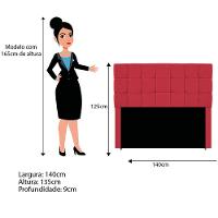 Kit Cabeceira E Calçadeira Manchester 140 Cm Casal Suede - Amarena Móveis Cor Vermelho - 11