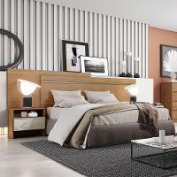 Cabeceira Box Casal Volga Com 2 Mesas De Cabeceira Cumaru/fendi - 1