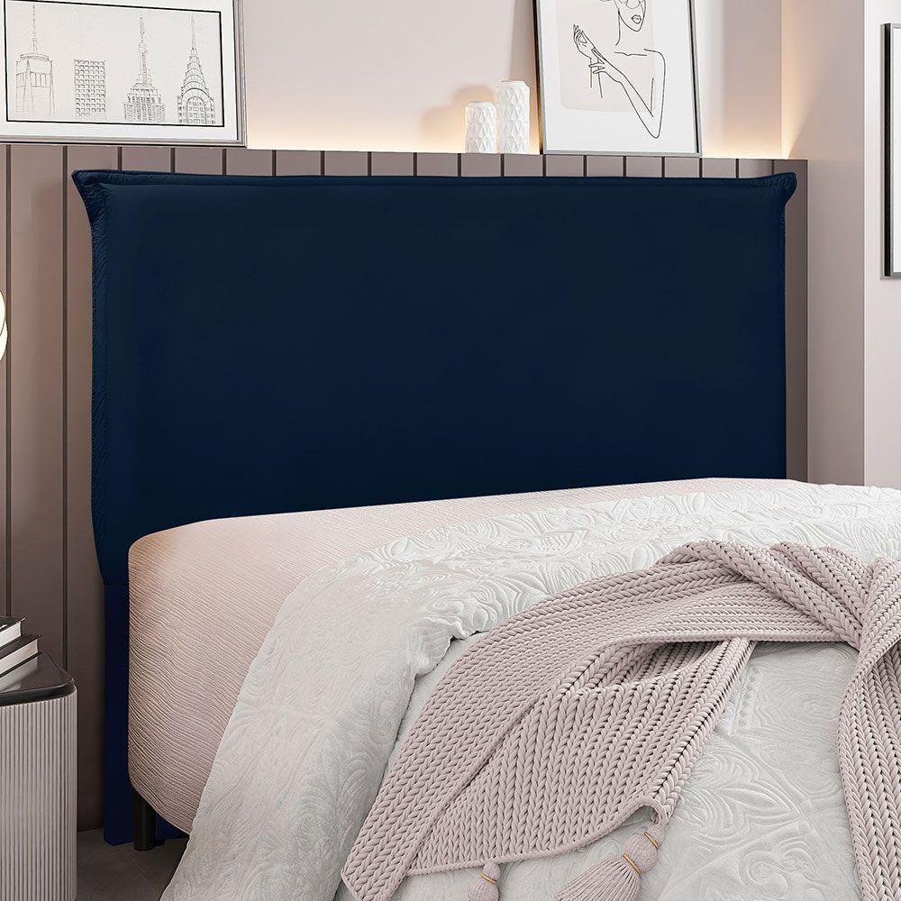 Cabeceira Queen 1,60m Barcelona Suede - Pallazio Cor Azul Marinho - 6