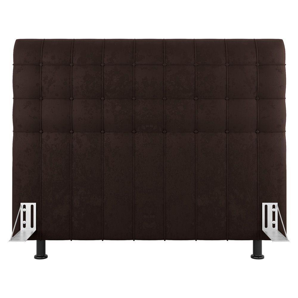 Cabeceira Cama Box Casal Queen Size Dahlia 160Cm Com Frame Sintético Marrom - Abmaza - 1