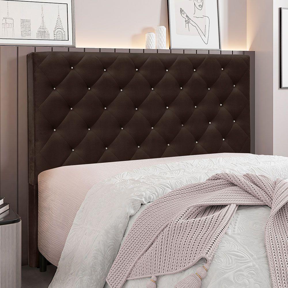 Cabeceira Casal 1,40m Toledo Suede - Pallazio Cor Marrom - 4