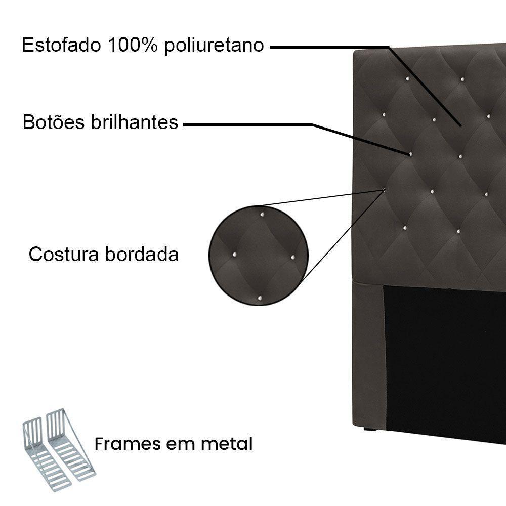 Cabeceira Casal 1,40m Toledo Suede Cinza - Pallazio - 3