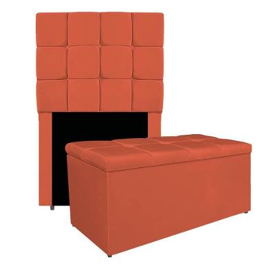 Kit Cabeceira E Calçadeira Manchester 90 Cm Solteiro Suede - Amarena Móveis Cor Terracota