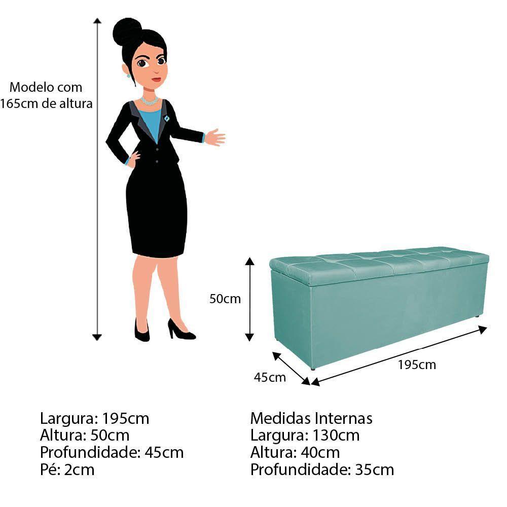 Kit Cabeceira E Calçadeira Manchester 195 Cm King Size Suede - Adj Decor Cor Azul Tiffany - 4