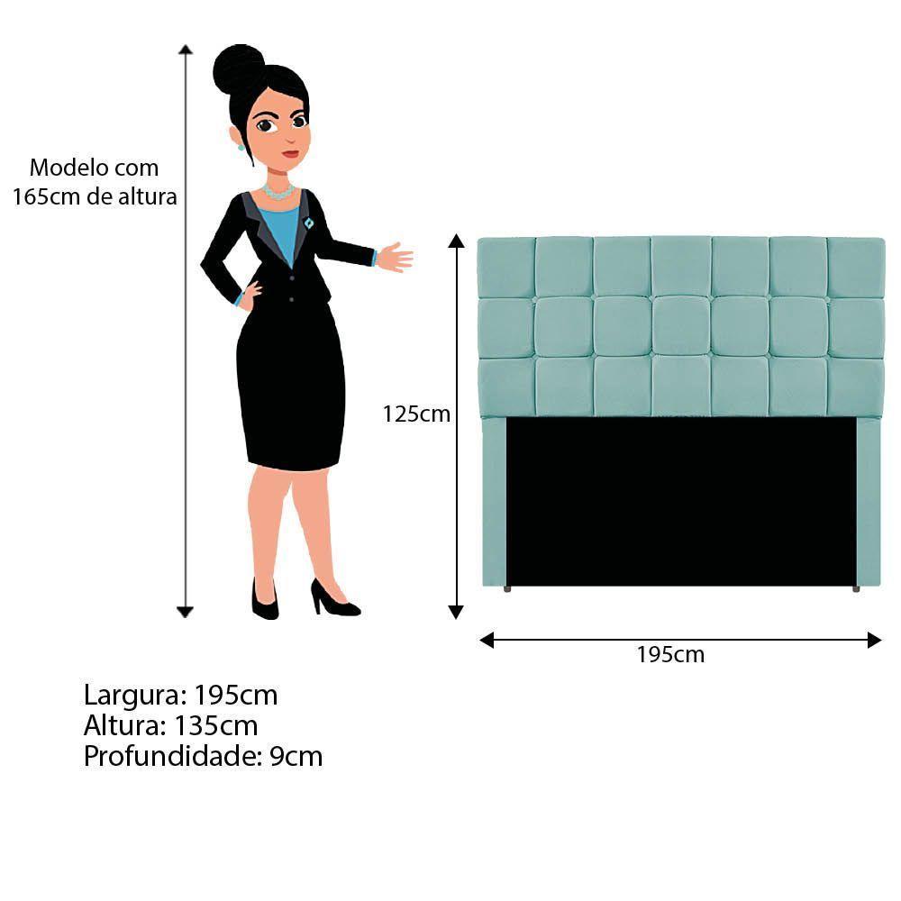 Kit Cabeceira E Calçadeira Manchester 195 Cm King Size Suede - Adj Decor Cor Azul Tiffany - 5