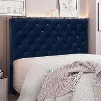 Cabeceira Casal 1,40m Toledo Suede Azul Marinho - Pallazio - 5