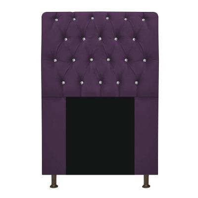 Cabeceira Estofada Lady Com Strass 90 Cm Queen Size Suede - Doce Sonho Móveis Roxo
