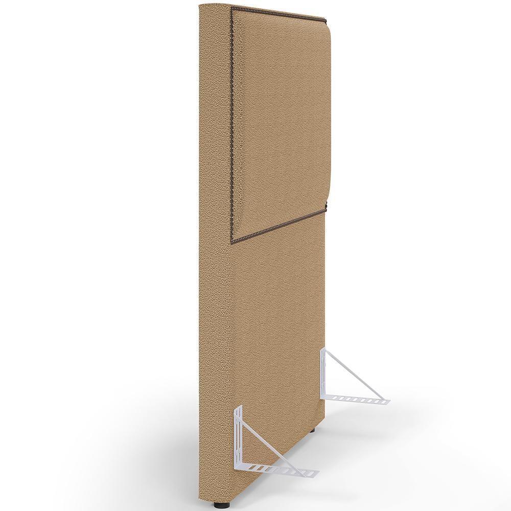 Cabeceira Cama Box Solteiro Com Tachas 100 Cm Vicenza L02 Bouclê Mostarda - 2