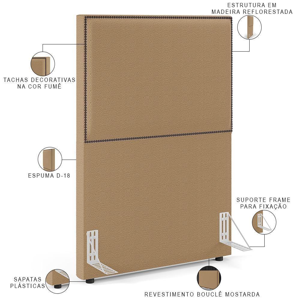 Cabeceira Cama Box Solteiro Com Tachas 100 Cm Vicenza L02 Bouclê Mostarda - 5
