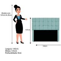 Cabeceira Estofada Manchester 140 Cm Casal Suede - Amarena Móveis Cor Azul Tiffany - 3