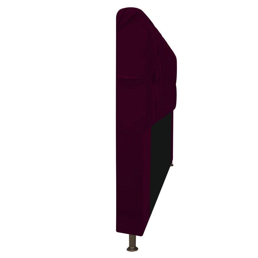 Cabeceira Estofada Lady Com Strass 140 Cm Queen Size Suede - Doce Sonho Móveis Bordô - 3
