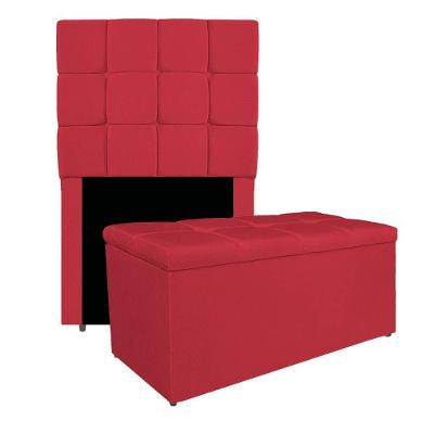 Kit Cabeceira E Calçadeira Manchester 90 Cm Solteiro Suede - Adj Decor Cor Vermelho