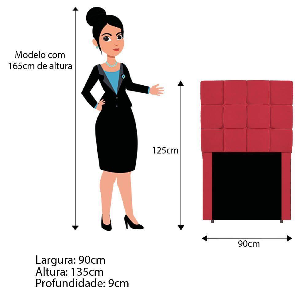 Kit Cabeceira E Calçadeira Manchester 90 Cm Solteiro Suede - Amarena Móveis Cor Vermelho - 5