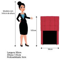 Kit Cabeceira E Calçadeira Manchester 90 Cm Solteiro Suede - Amarena Móveis Cor Vermelho - 5