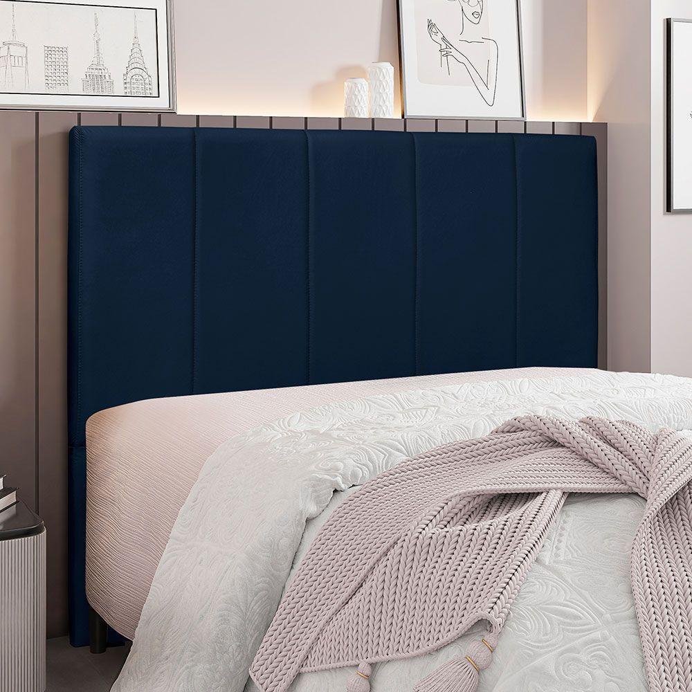 Cabeceira King 1,95m Sevilha Suede - Pallazio Cor Azul Marinho - 5