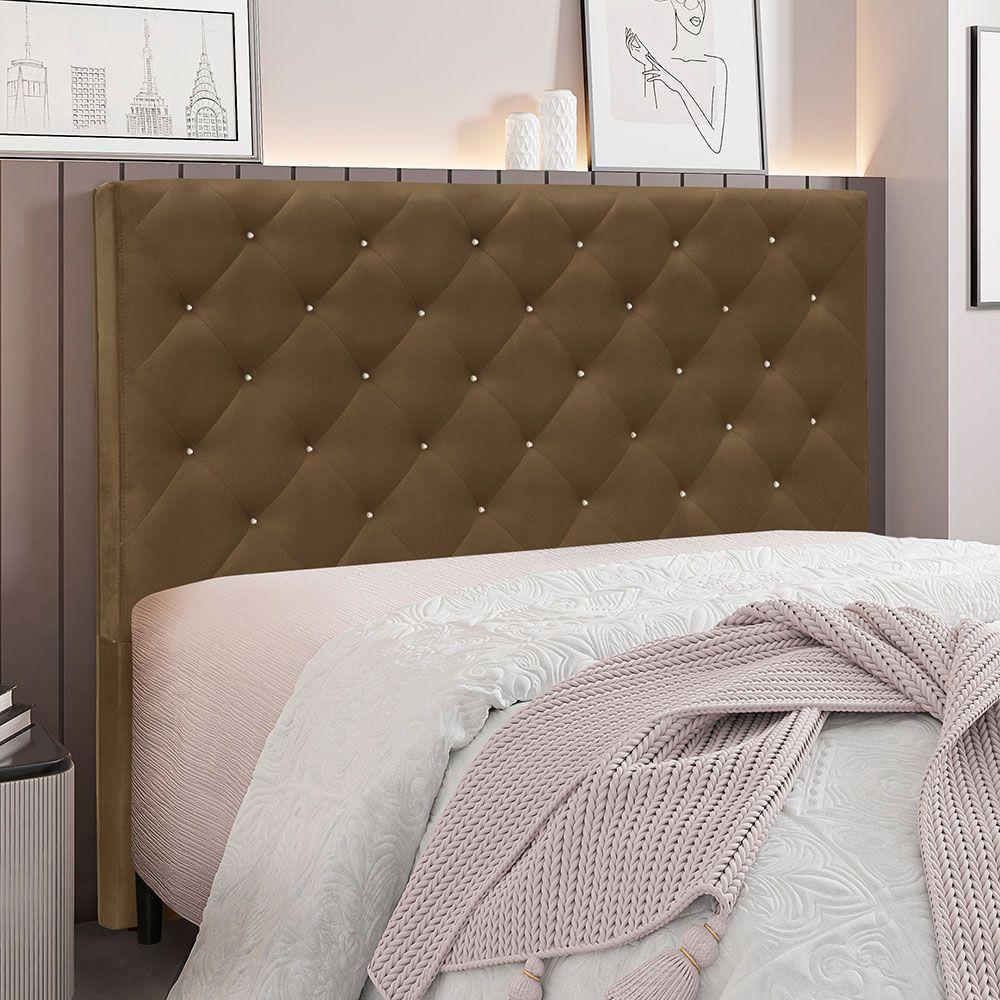 Cabeceira Casal 1,40m Toledo Suede Caramelo - Pallazio - 5
