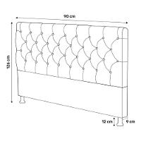 Cabeceira Cama Box Solteiro Lylla 90cm Capitonê Com Frame Linho Cinza - Desk Design - 5
