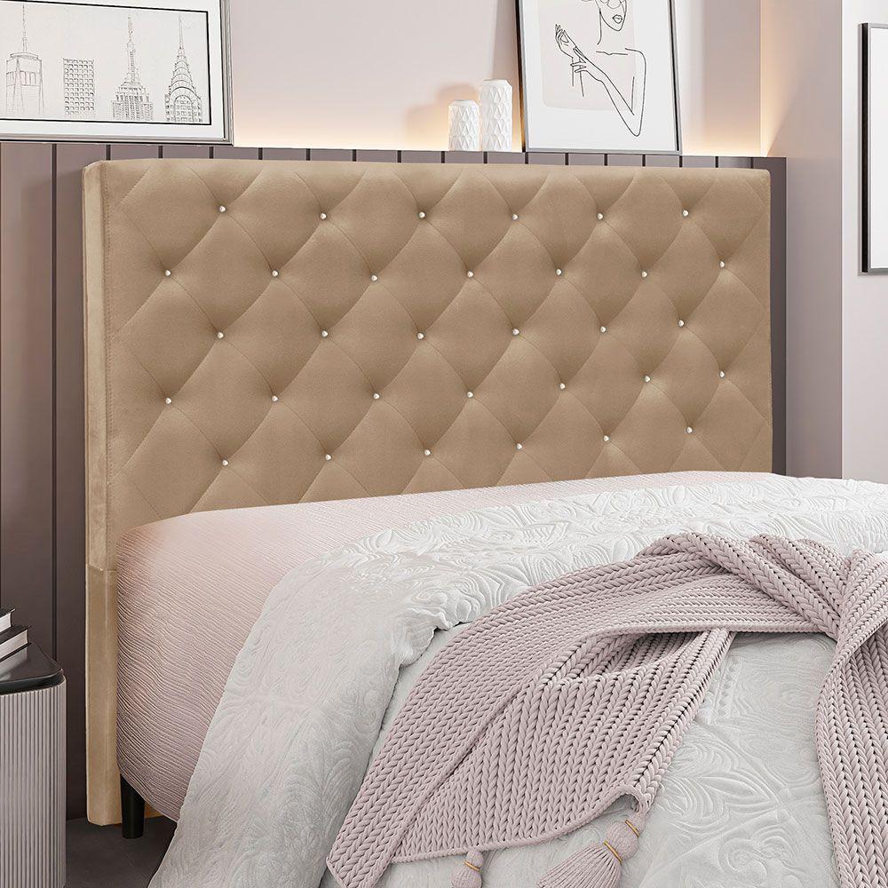Cabeceira Casal 1,40m Toledo Suede - Pallazio Cor Bege - 5