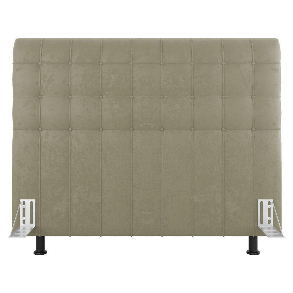 Cabeceira Cama Box Casal Queen Size Dahlia 160Cm Com Frame Sintético Bege - Abmaza - 1