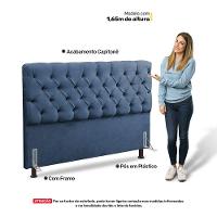 Cabeceira Cama Box Casal King Size Lylla 195cm Capitonê Com Frame Linho Azul - Desk Design