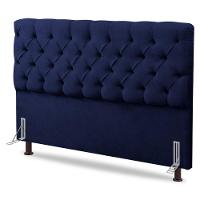 Cabeceira Cama Box Casal Queen Size Lylla 160cm Capitonê Com Frame Suede Azul Marinho - Desk Design - 2