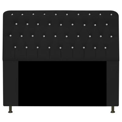 Cabeceira Estofada Lady Com Strass 140 Cm Queen Size Corano - Doce Sonho Móveis Preto