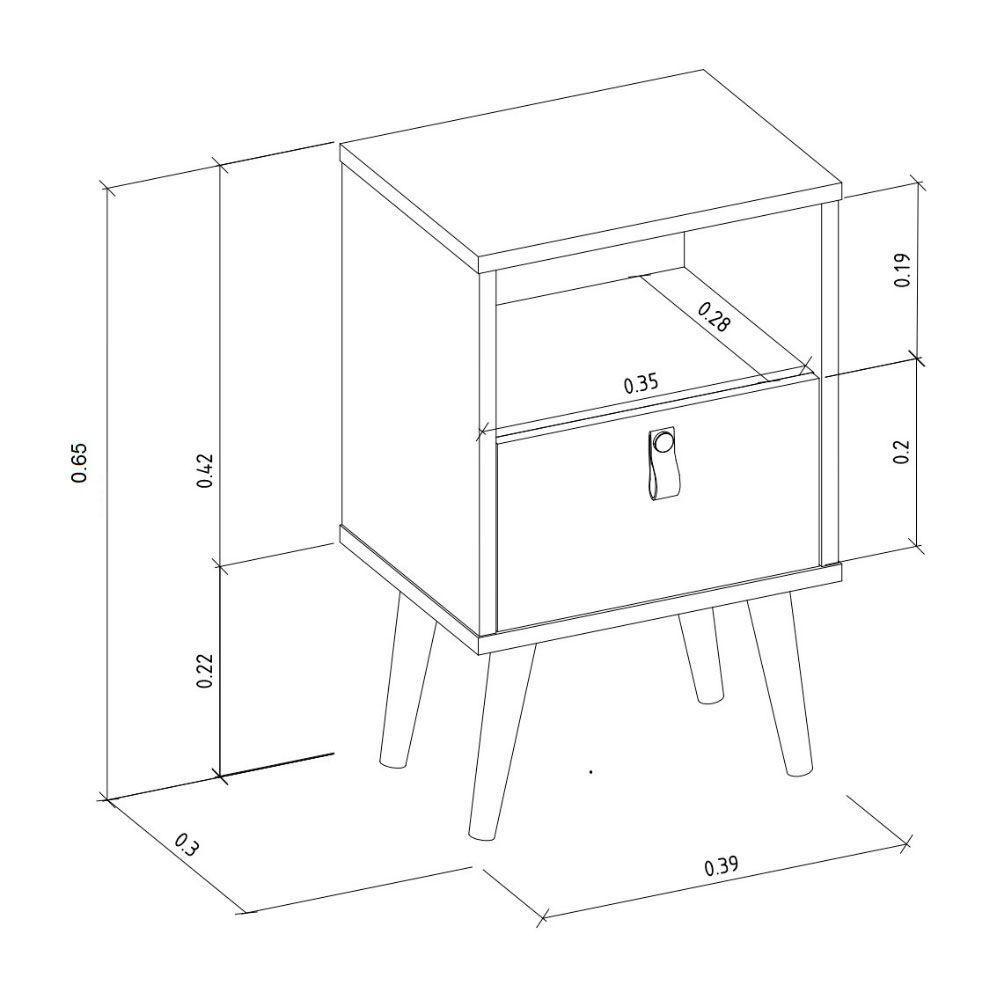 Mesa De Cabeceira Com Gaveta Ilhéus Off White G77 - 5