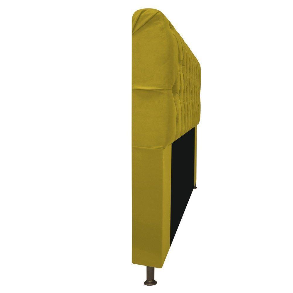 Cabeceira Estofada Lady Com Strass 195 Cm Queen Size Suede - Doce Sonho Móveis Amarelo - 3