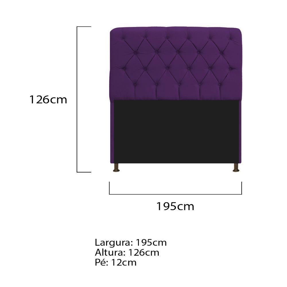 Cabeceira Estofada Lady 195 Cm King Size Com Capitonê Suede - Doce Sonho Móveis Roxo - 2