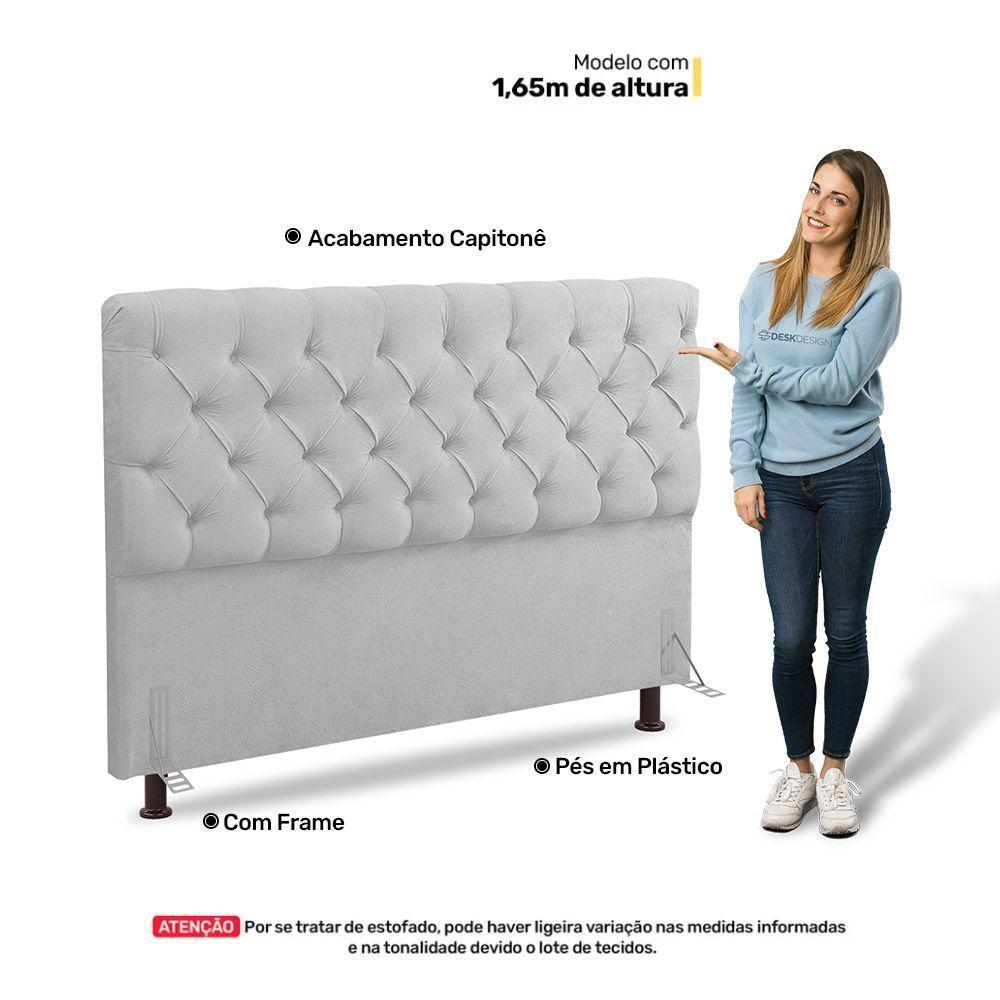 Cabeceira Cama Box Casal Lylla 140cm Capitonê Com Frame Sintético Branco - Desk Design - 7