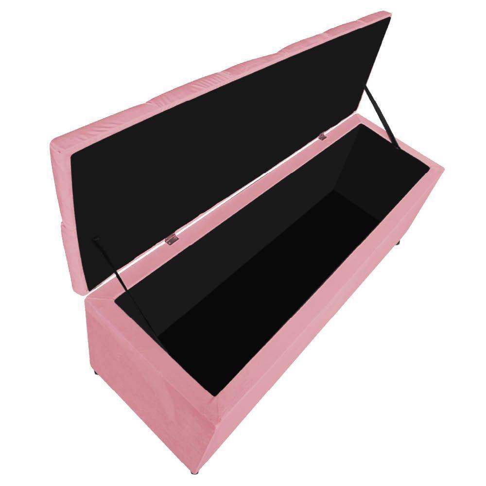 Kit Cabeceira E Calçadeira Manchester 195 Cm King Size Suede - Adj Decor Cor Rosa Bebê - 3