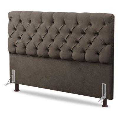 Cabeceira Cama Box Casal Queen Size Lylla 160cm Capitonê Com Frame Linho Cacau - Desk Design
