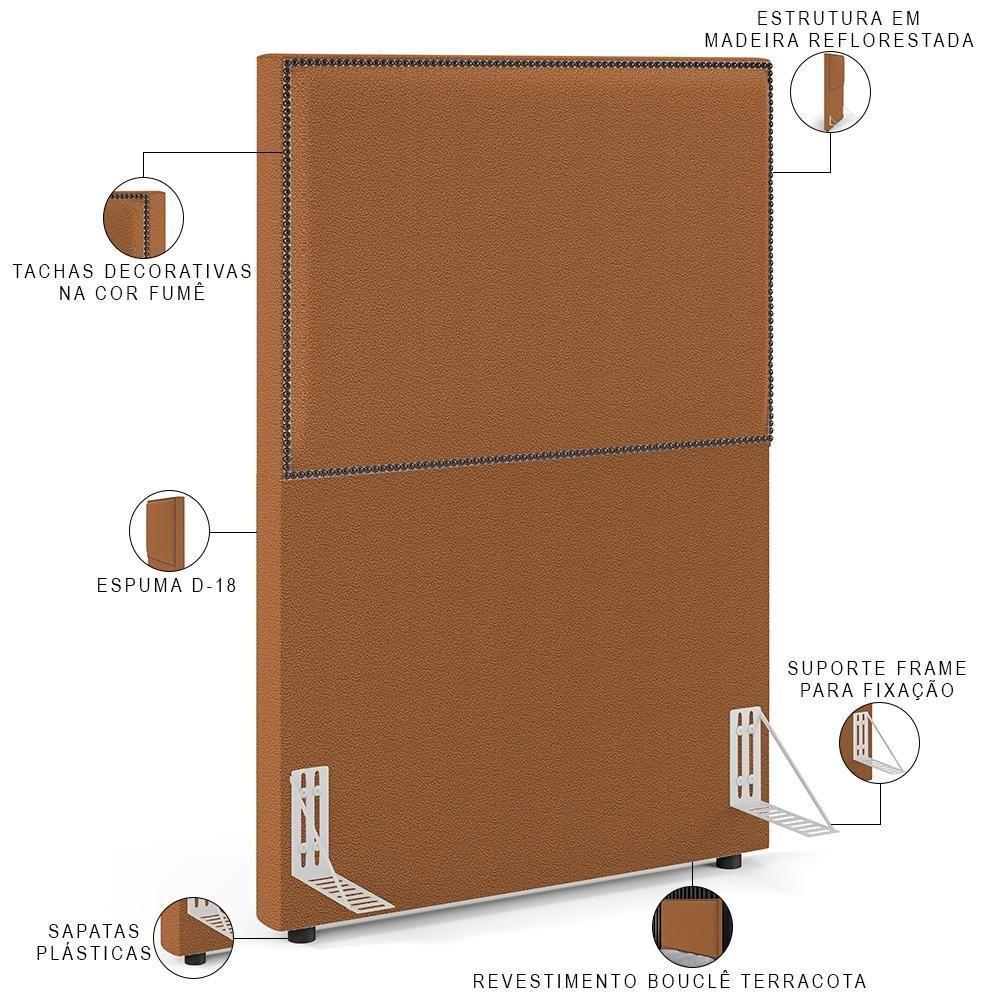 Cabeceira Cama Box Solteiro Com Tachas 100 Cm Vicenza L02 Bouclê Terracota - 5