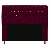 Cabeceira Estofada Lady Com Strass 195 Cm Queen Size Suede - Doce Sonho Móveis Bordô - 1
