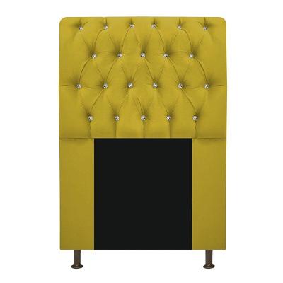 Cabeceira Estofada Lady Com Strass 90 Cm Queen Size Suede - Doce Sonho Móveis Amarelo