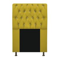 Cabeceira Estofada Lady Com Strass 90 Cm Queen Size Suede - Doce Sonho Móveis Amarelo - 1