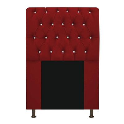 Cabeceira Estofada Lady Com Strass 90 Cm Queen Size Suede - Doce Sonho Móveis Vermelho