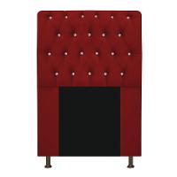 Cabeceira Estofada Lady Com Strass 90 Cm Queen Size Suede - Doce Sonho Móveis Vermelho - 1