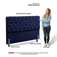 Cabeceira Cama Box Casal Lylla 140cm Capitonê Com Frame Suede Azul Marinho - Desk Design - 6