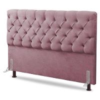 Cabeceira Cama Box Casal Queen Size Lylla 160cm Capitonê Com Frame Veludo Rosê - Desk Design - 1