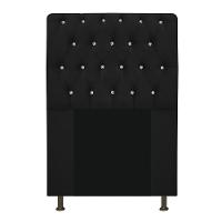 Cabeceira Estofada Lady Com Strass 90 Cm Queen Size Suede - Doce Sonho Móveis Preto - 1