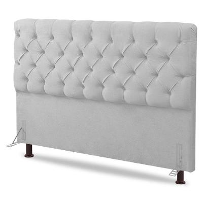 Cabeceira Cama Box Casal King Size Lylla 195cm Capitonê Com Frame Sintético Branco - Desk Design