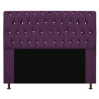 Cabeceira Estofada Lady Com Strass 195 Cm Queen Size Suede - Doce Sonho Móveis Roxo - 1