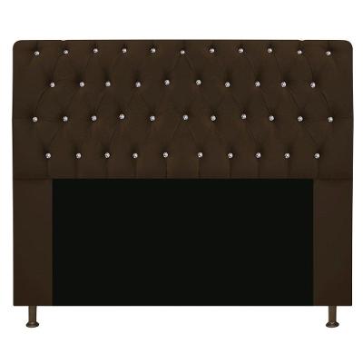 Cabeceira Estofada Lady Com Strass 160 Cm Queen Size Suede - Doce Sonho Móveis Marrom