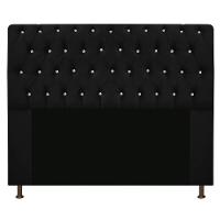 Cabeceira Estofada Lady Com Strass 140 Cm Queen Size Suede - Doce Sonho Móveis Preto - 1