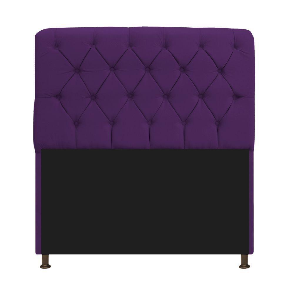 Cabeceira Estofada Lady 140 Cm Solteiro Com Capitonê Suede - Doce Sonho Móveis Roxo - 1