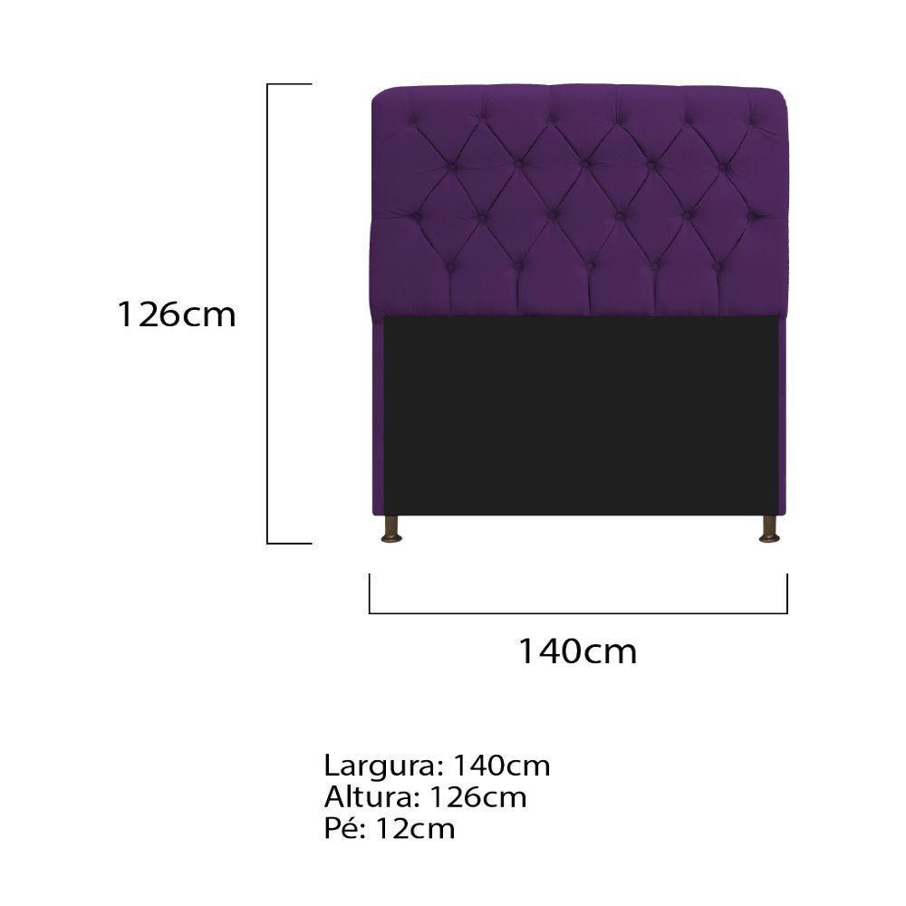 Cabeceira Estofada Lady 140 Cm Solteiro Com Capitonê Suede - Doce Sonho Móveis Roxo - 2
